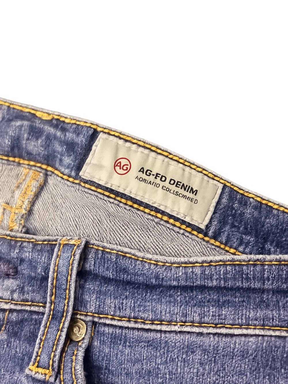 Ag Adriano Goldschmied Blue Denim Jeans with Yellow Stitching